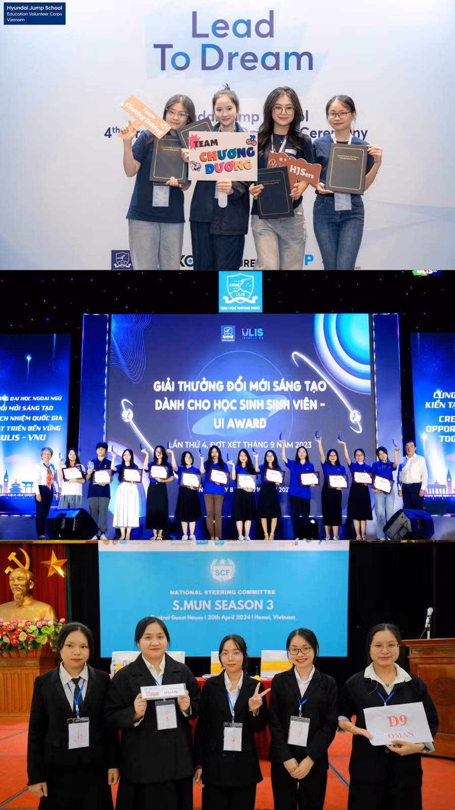 Trang Nhung bên một số danh hiệu, học bổng đạt được.