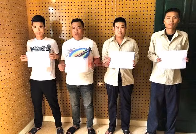 Nhóm đối tượng bị bắt giữ Ảnh: Công an tỉnh Bình Dương