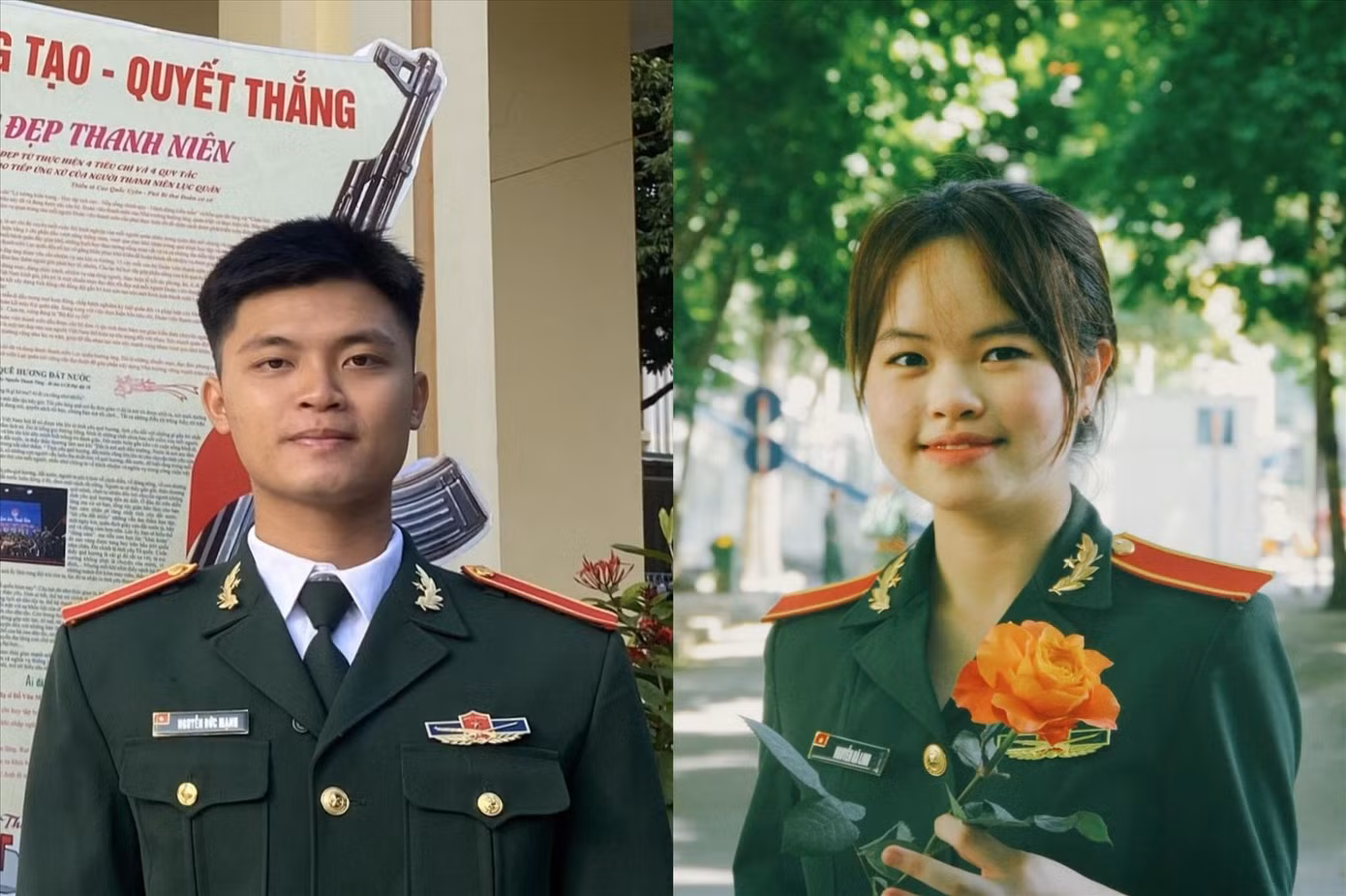 Thượng sĩ Nguyễn Đức Mạnh và Hạ sĩ Nguyễn Hà Linh. ẢNH: PV