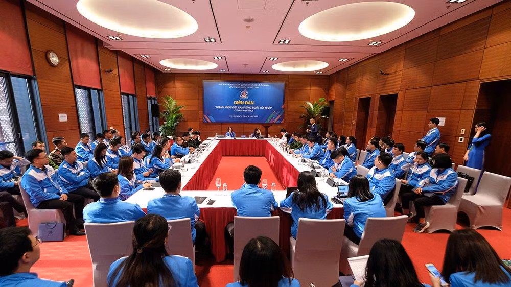 Toàn cảnh phiên thảo luận tại diễn đàn Thanh niên Việt Nam vững bước hội nhập. Ảnh: Hoàng Mạnh Thắng