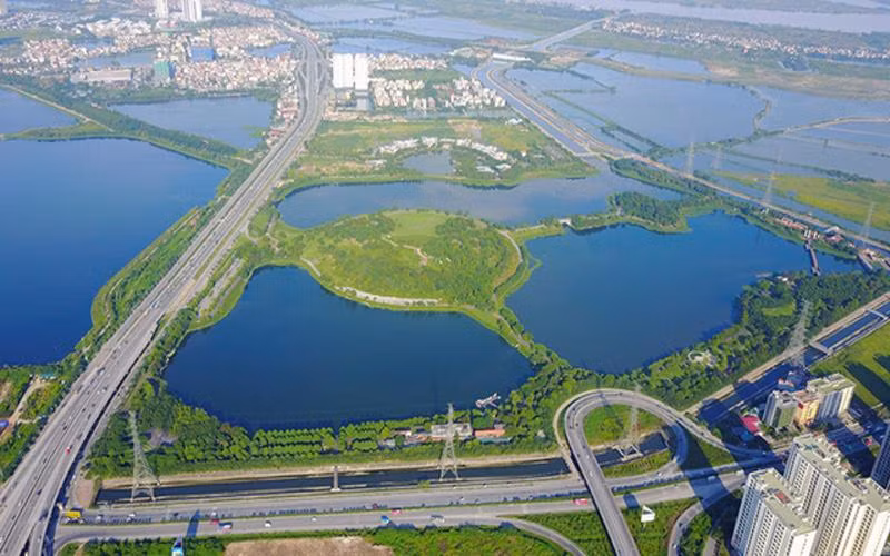 Một phần Công viên Yên Sở nhìn từ trên cao (Ảnh: PV).