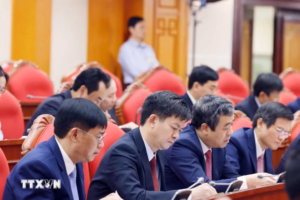 Các đại biểu dự Hội nghị Ban Chấp hành Trung ương Đảng khóa XIII. (Ảnh: Thống Nhất/TTXVN)