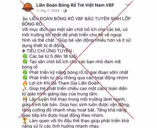 Trang mạng xã hội lừa đảo tham gia học bóng rổ.