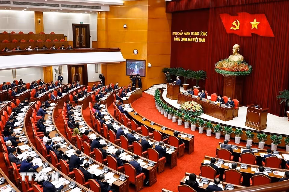 Phiên khai mạc Hội nghị Ban Chấp hành Trung ương Đảng khóa XIII. (Ảnh: Thống Nhất/TTXVN)