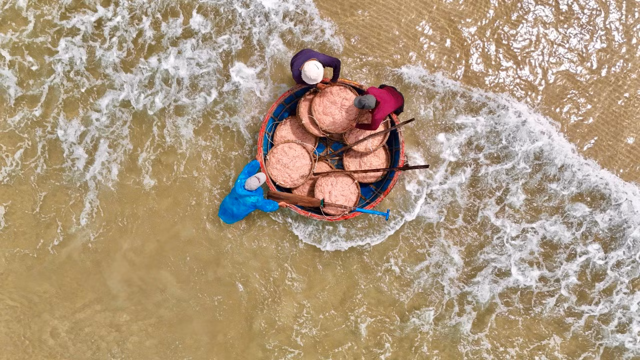 “Con ruốc chỉ đánh bắt vào ban ngày ở vùng biển gần bờ. Tàu đến vị trí có đàn ruốc thì dùng vợt xúc hoặc vây lưới. Mỗi ngày một tàu của tôi có thể đánh bắt từ 1 – 1,5 tấn ruốc tươi, với giá cả như hiện nay, trung bình tàu thu về từ 20 – 30 triệu đồng/ngày”, ông Hải nói. Ảnh: Nguyễn Ngọc