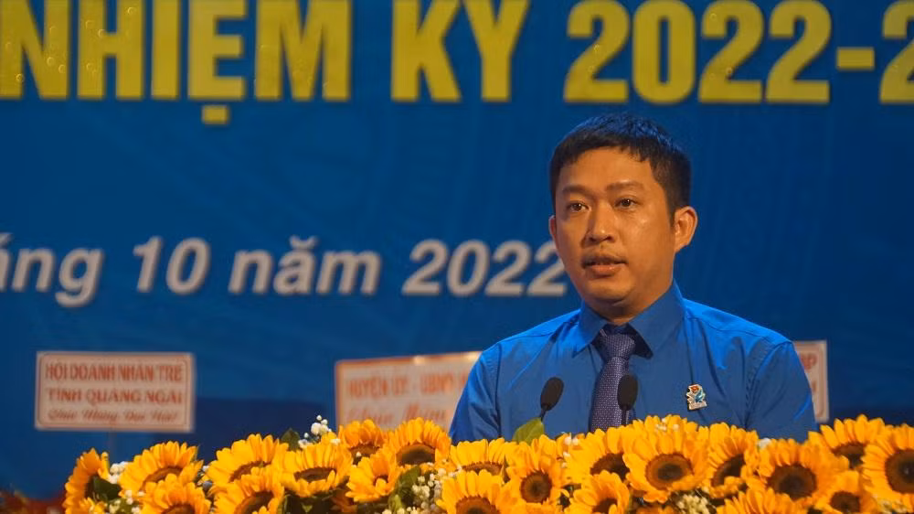 Anh Cao Lê Tùng Nghĩa – Bí thư Tỉnh Đoàn Quảng Ngãi phát biểu khai mạc Đại hội.