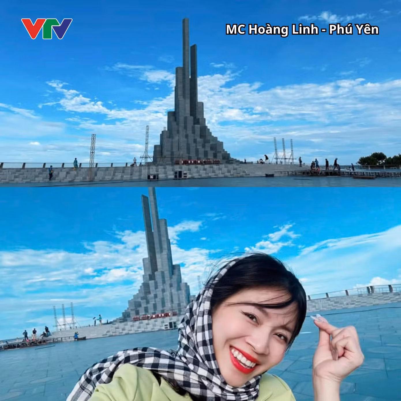 MC Hoàng Linh check in tại điểm cầu Phú Yên.