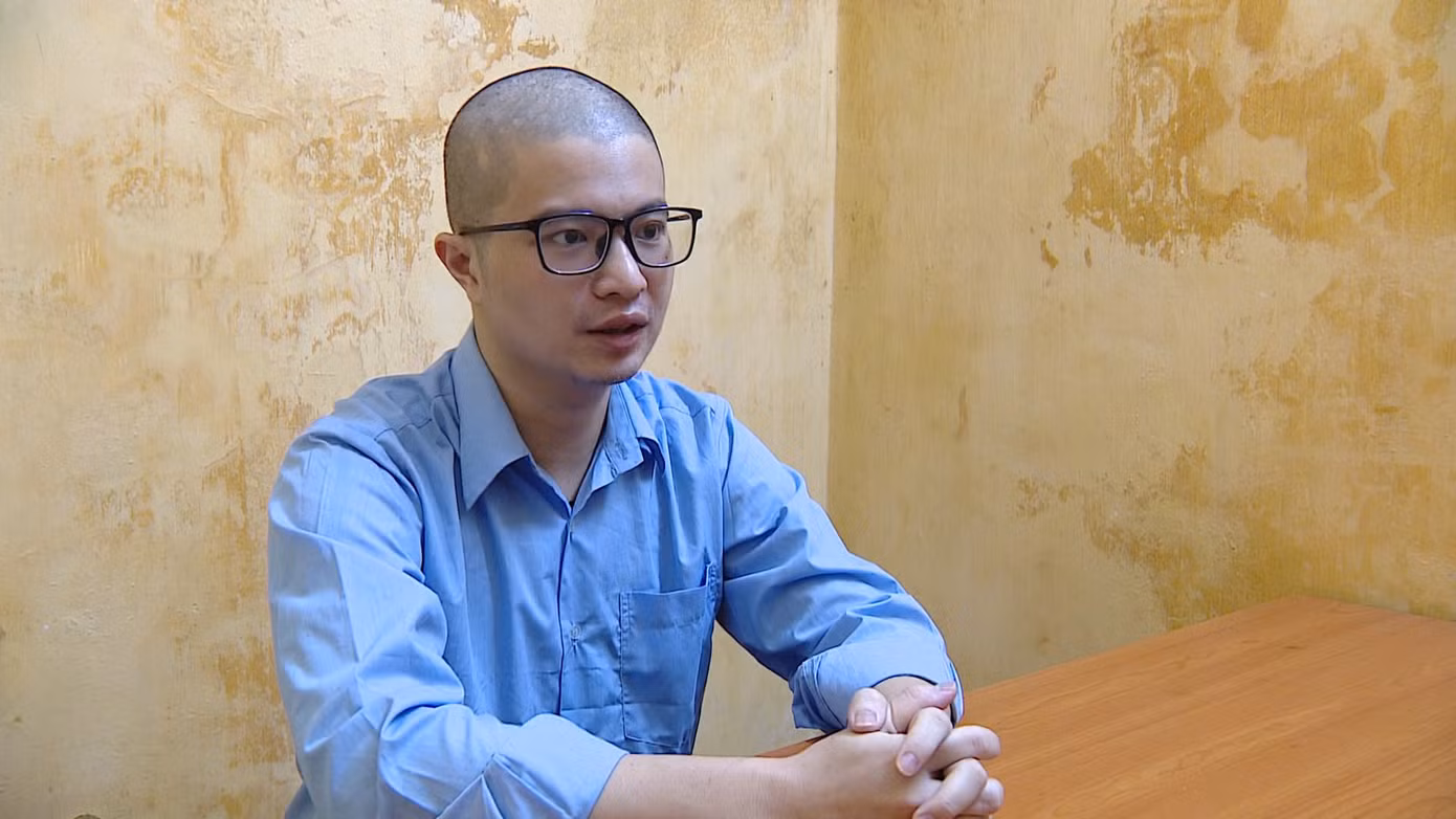 Đối tượng Nam tại cơ quan điều tra.
