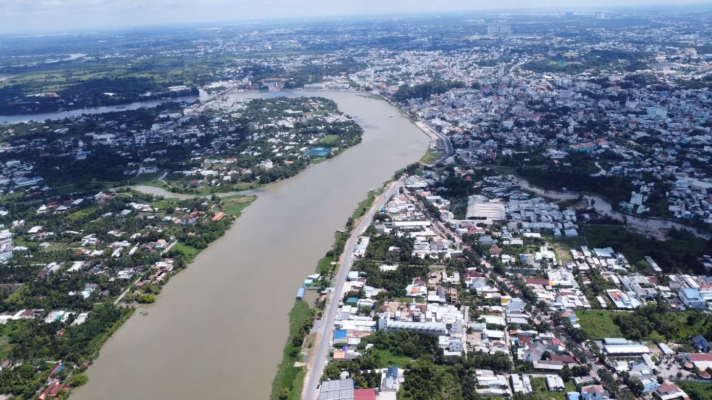 Hình ảnh dự án đường ven sông Sài Gòn đoạn qua TP Thủ Dầu Một nhìn từ trên cao