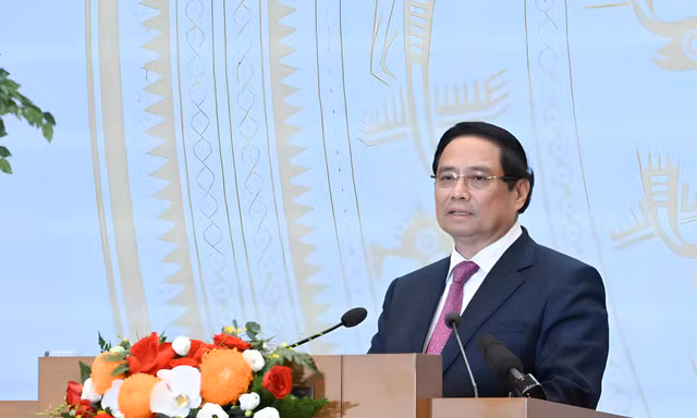 Thủ tướng Phạm Minh Chính phát biểu tại hội nghị Ảnh: TTXVN