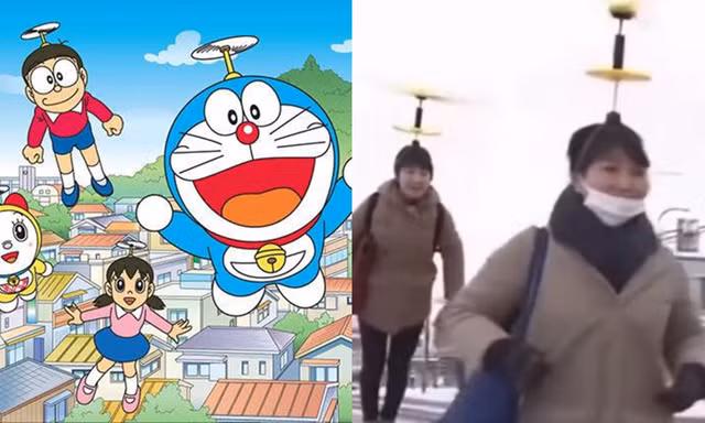 Sự thật về hình ảnh người dân Nhật Bản bay bằng chong chóng tre Doraemon đi làm