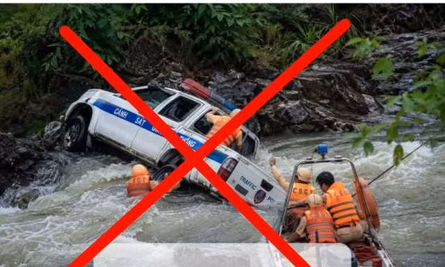 Bác thông tin xe cảnh sát giao thông Lào Cai lao xuống suối