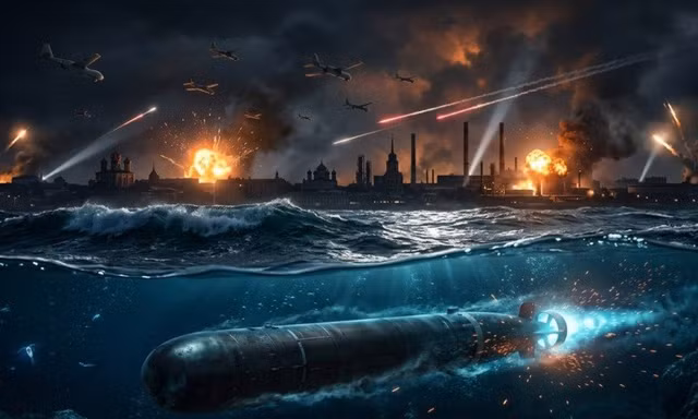 Việc Nga chuẩn bị đưa ngư lôi hạt nhân Poseidon vào trực chiến trên tàu ngầm nguyên tử Khabarovsk có thể làm thay đổi hoàn toàn cán cân sức mạnh dưới biển. Minh họa: News.ru.