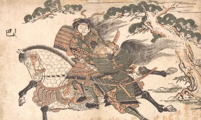 Hình ảnh từ năm 1750 cho thấy Tomoe Gozen, một nữ samurai sống vào thế kỷ 12, đang giết chết kẻ thù. Nguồn: Heritage Image.