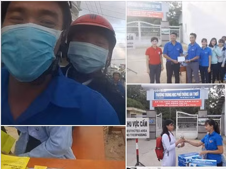 Hình ảnh Bí thư Đoàn trường đến nhà đón thí sinh. Ảnh chụp màn hình FB