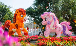 Ngắm nhìn ngựa Bính Ngọ bằng hoa bên bờ vịnh Hạ Long