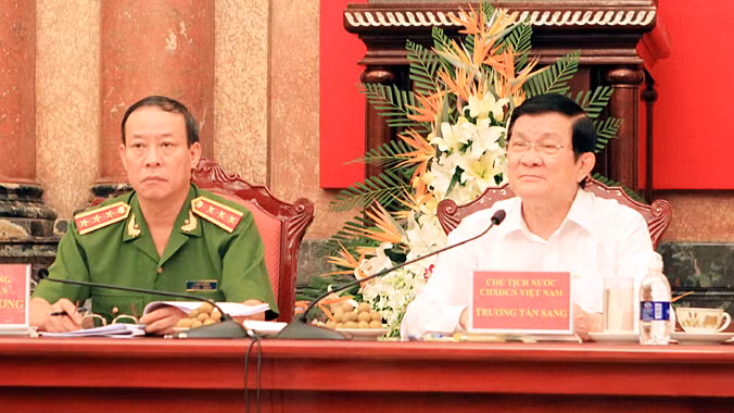 Chủ tịch nước Trương Tấn Sang tại buổi làm việc. Ảnh: Nguyễn Khang