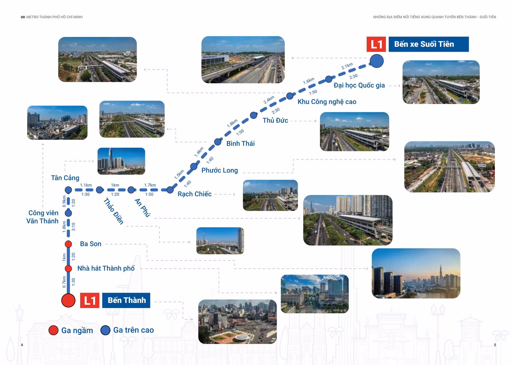 Sơ đồ tuyến metro số 1 TPHCM với 14 nhà ga (ảnh nhỏ).