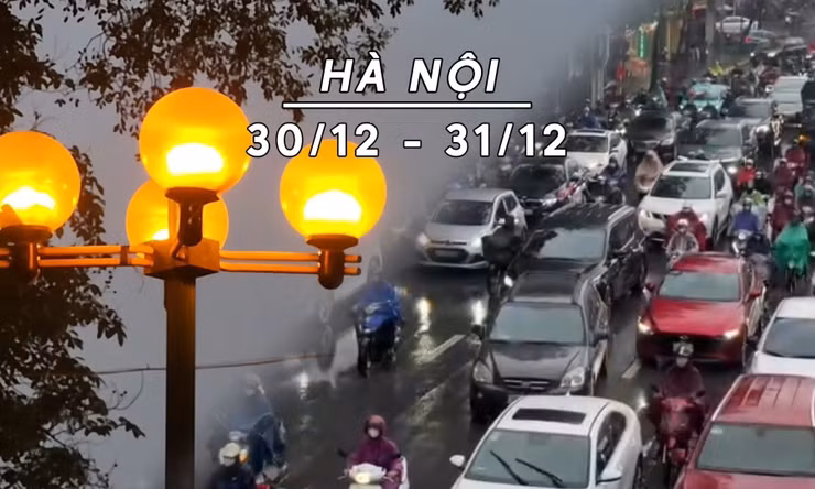 Ngày cuối năm Hà Nội mưa rải rác, trời rét