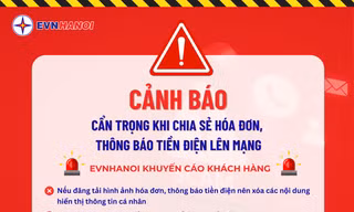 EVNHANOI cảnh báo rủi ro khi đăng hóa đơn tiền điện lên mạng