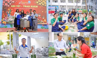 TP.HCM: Các trường học “gọi Xuân về” qua hội thi gói bánh chưng