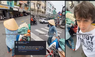 Chàng trai nước ngoài xúc động khi được cô nhặt ve chai giúp tìm lại giày