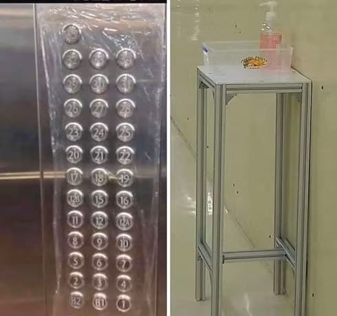 Chung cư Hà Nội thi nhau 'dùng chiêu' bọc nilon chống dịch corona ảnh 2