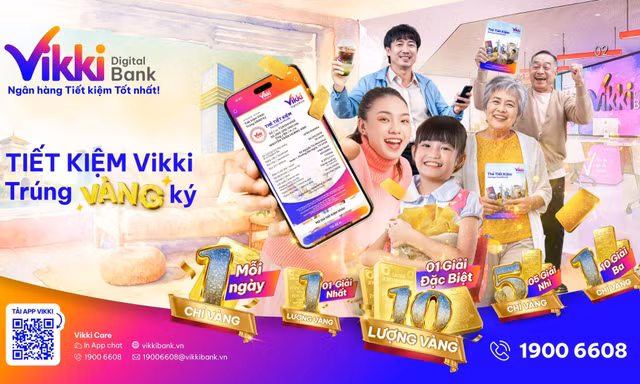 Trúng vàng mỗi ngày cùng Vikki Bank- Ngân hàng Tiết kiệm Tốt nhất 