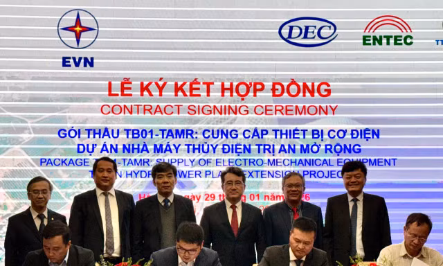 EVN ký gói thầu cung cấp thiết bị chính dự án nhà máy thuỷ điện Trị An mở rộng