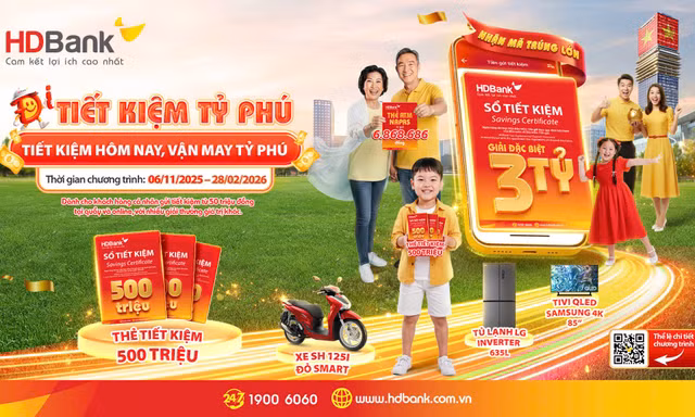 HDBank ra mắt chương trình “Tiết kiệm Tỷ phú” với giải thưởng lớn đặc biệt chưa từng có trị giá tới 3 tỷ đồng