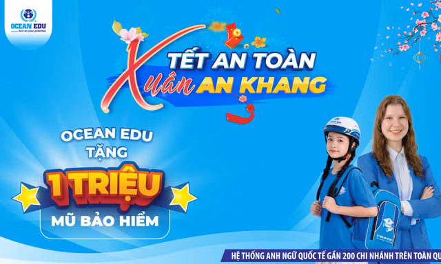 Hơn 1 triệu mũ bảo hiểm sẽ được trao tặng trong chiến dịch 'Tết An Toàn – Xuân An Khang' của Ocean Edu dịp đầu năm mới