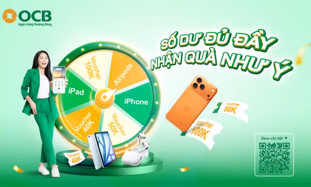 Duy trì số dư tài khoản, trúng iPhone 17 cùng OCB