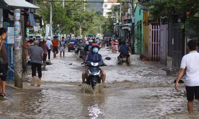 Nước sông Cái dâng cao, người dân Khánh Hòa chống chọi đợt ngập mới